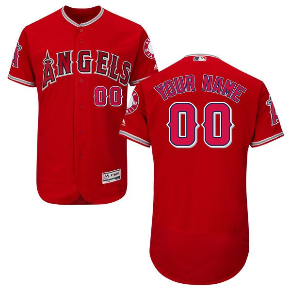 Men Los Angeles Angels of Anaheim Majestic Alternate Red Scarlet Flex Base Authentic Collection Custom MLB Jersey->customized mlb jersey->Custom Jersey